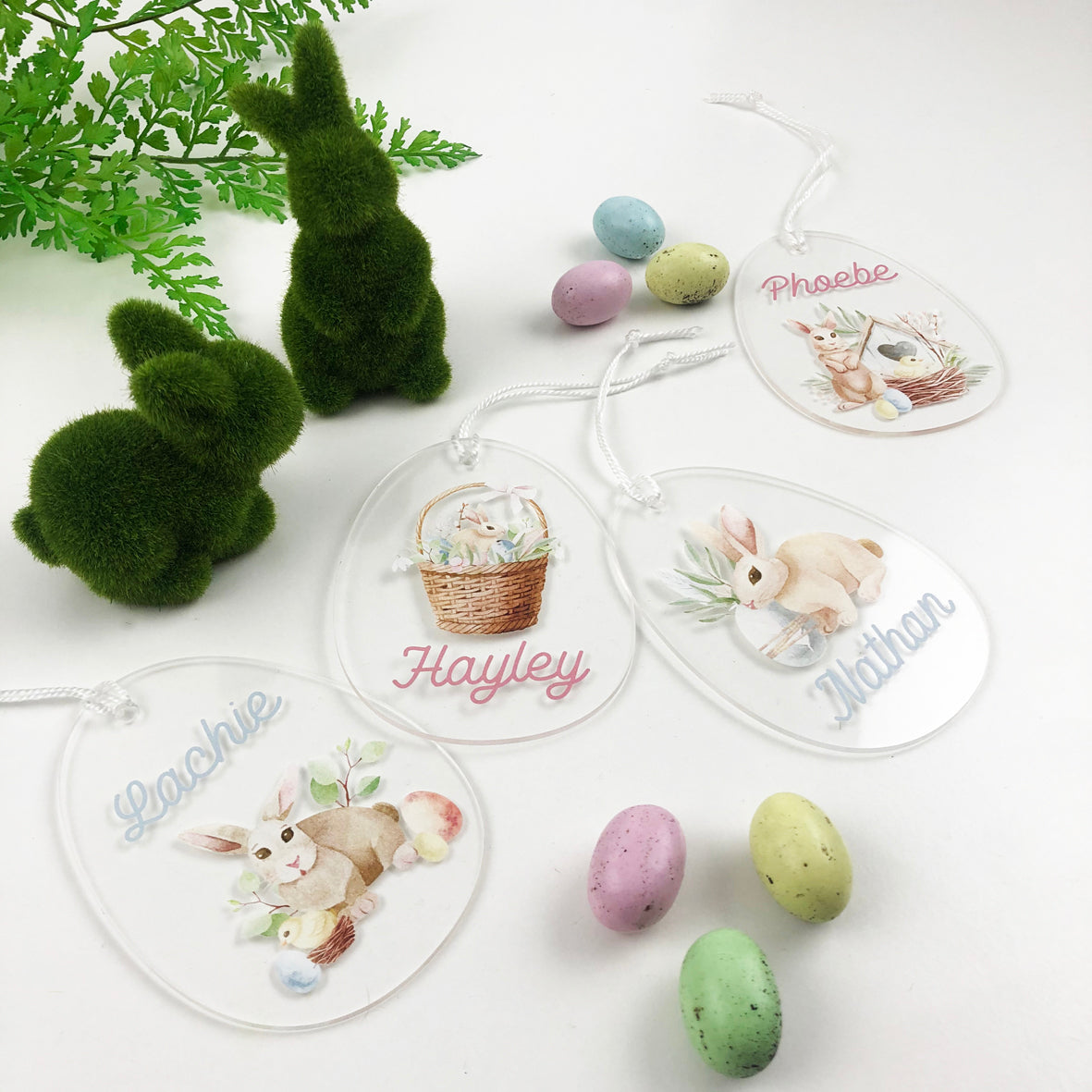 Watercolour Clear Acrylic Easter Name Decoration (4 designs)