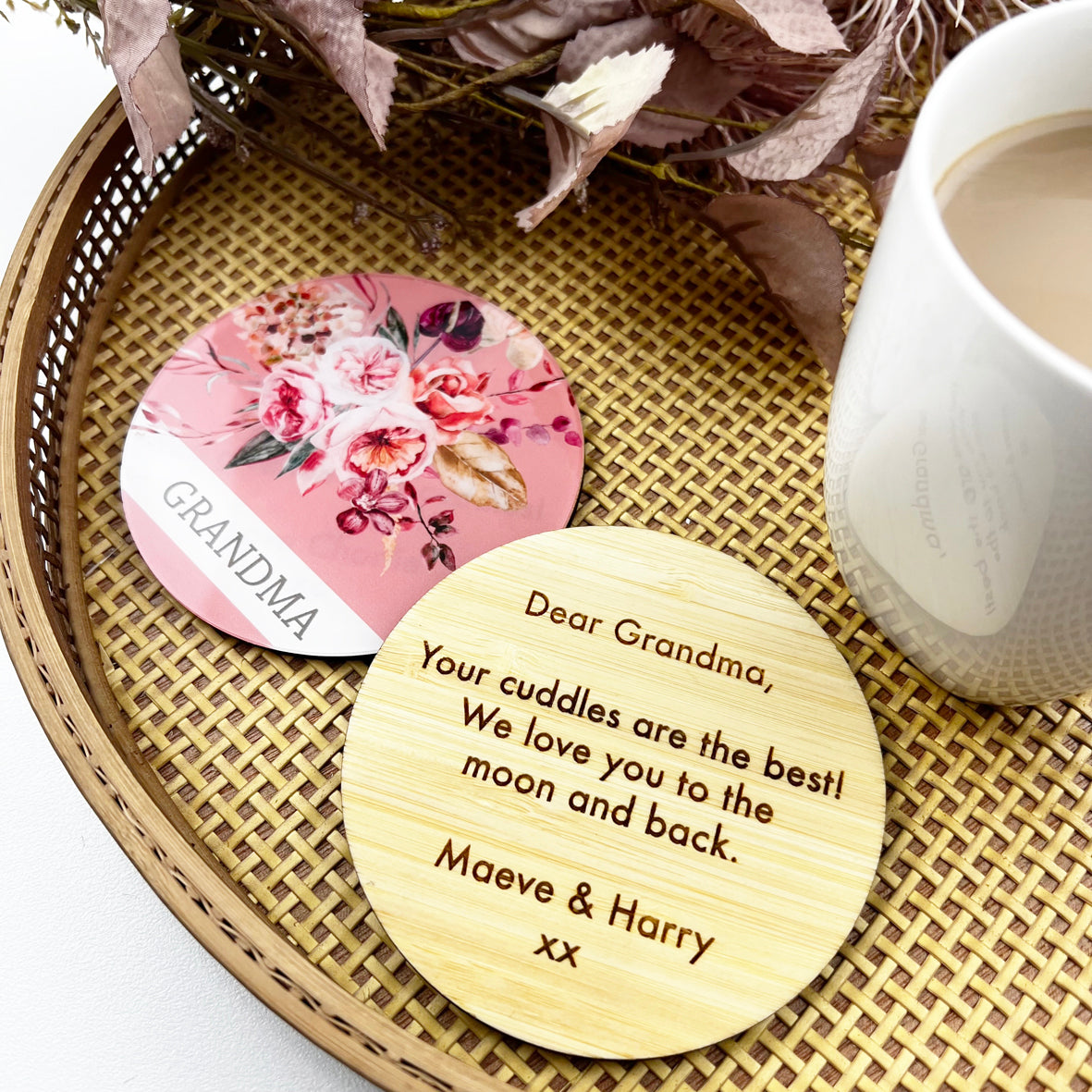 Floral Bouquet Personalised Drink Coaster