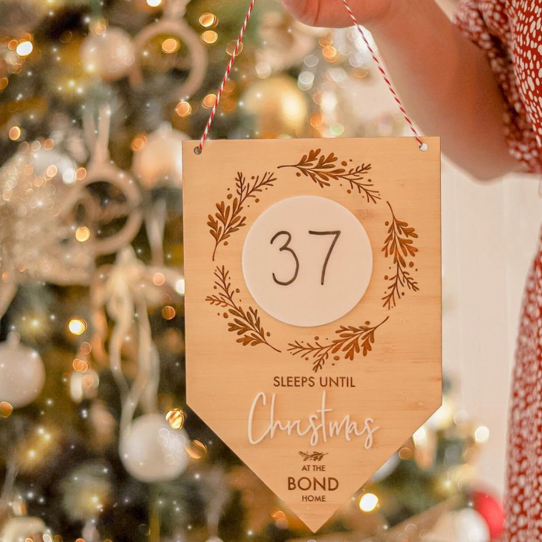 Christmas Countdown Bamboo Wall Hanging