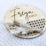 Dried Flower Bouquet Rattan Name Plaque