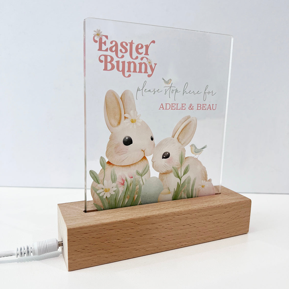 Cute Easter Bunnies Personalised Night Light