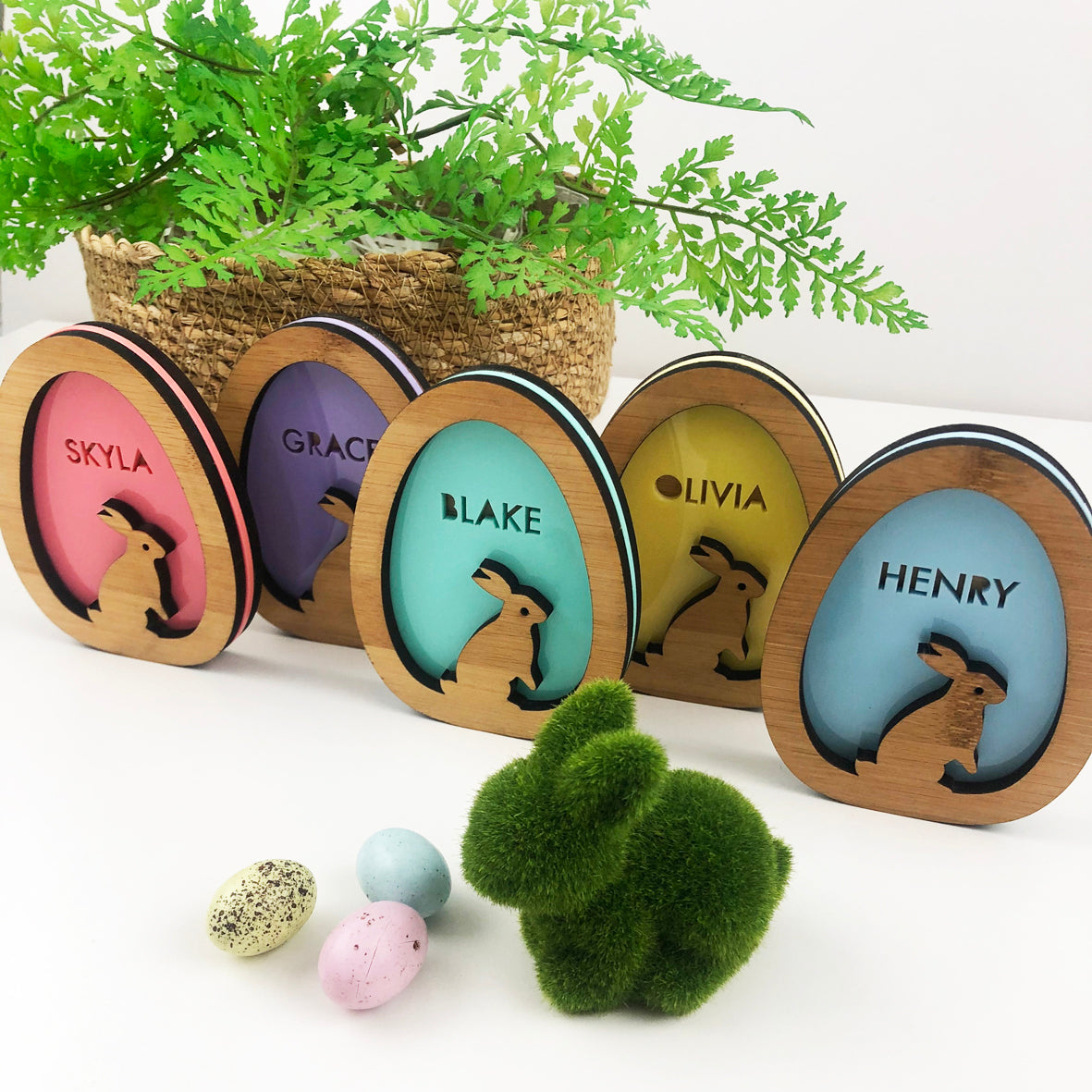 3D Egg Name Decorations - Acrylic (5 colours)