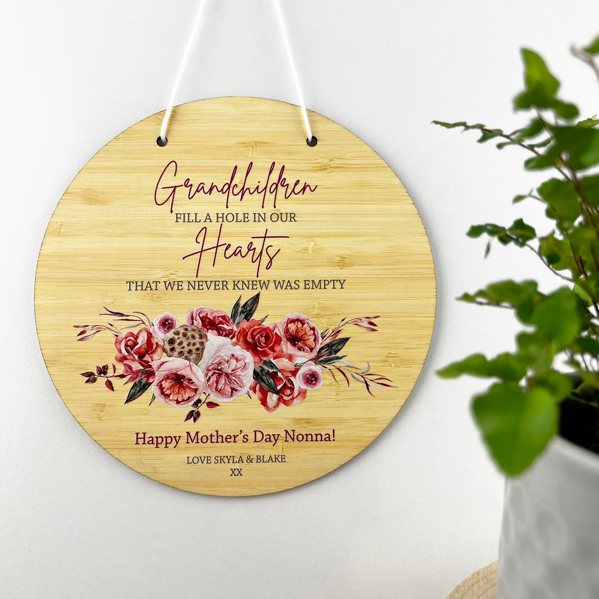 Floral Bouquet Grandchildren Personalised Wall Plaque