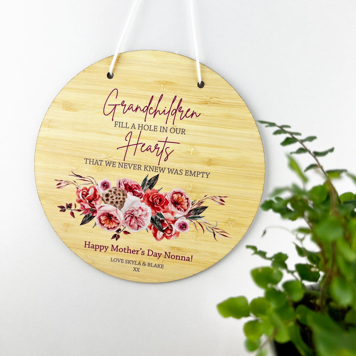 Floral Bouquet Grandchildren Personalised Wall Plaque