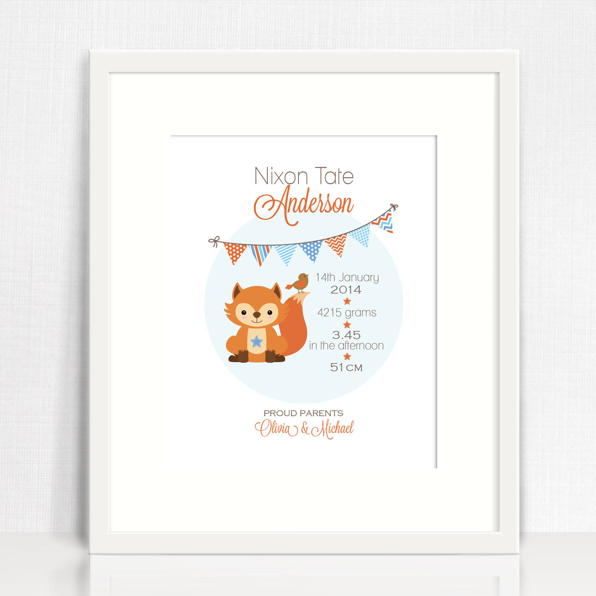 Fox Bunting Birth Print