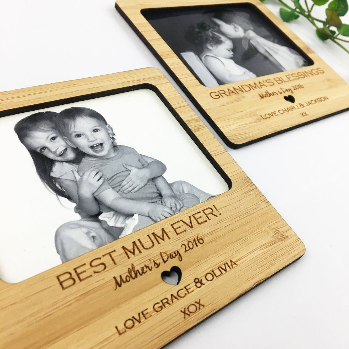 Personalised Bold Text Bamboo Magnetic Frame