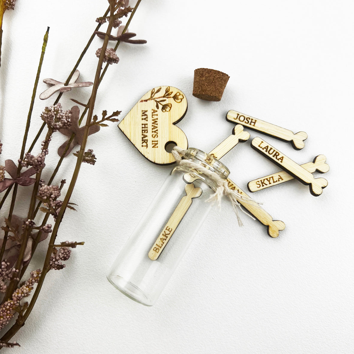 Always In My Heart Personalised Glass Bottle Keepsake