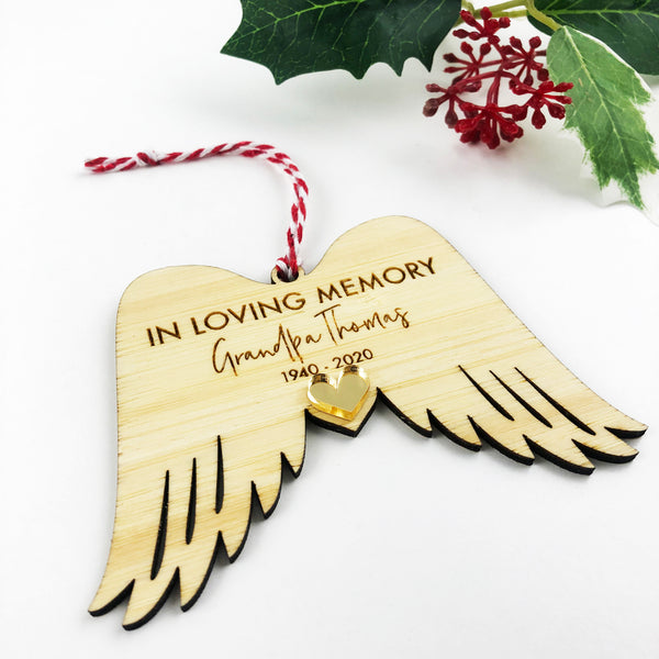 In Loving Memory Angel Wings Bamboo Ornament - Colour and Spice Pty Ltd