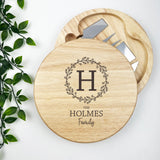 Initial Wreath Personalised Cheeseboard Set