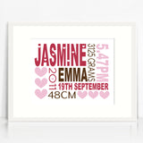 Jasmine Text Birth Print