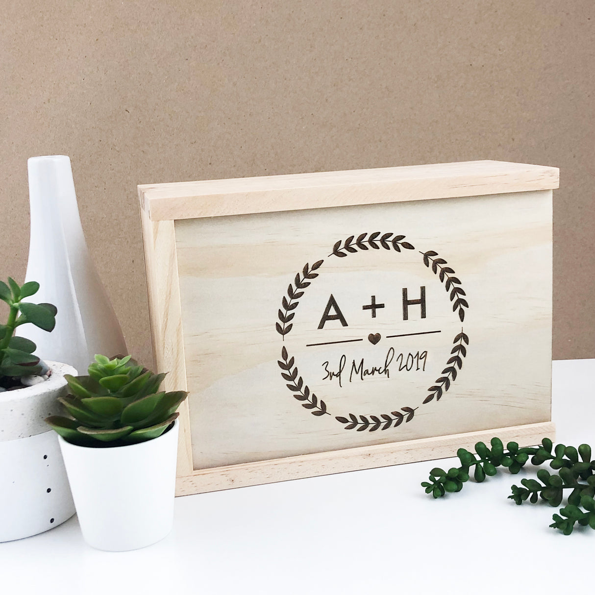 Initial Wreath Keepsake Box