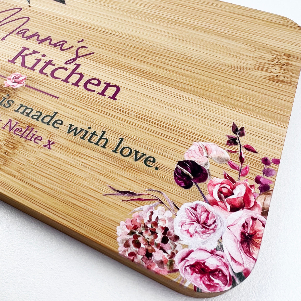 Floral Bouquet Kitchen Bamboo Serving Board