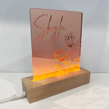 Flowers Mirror Personalised Night Light