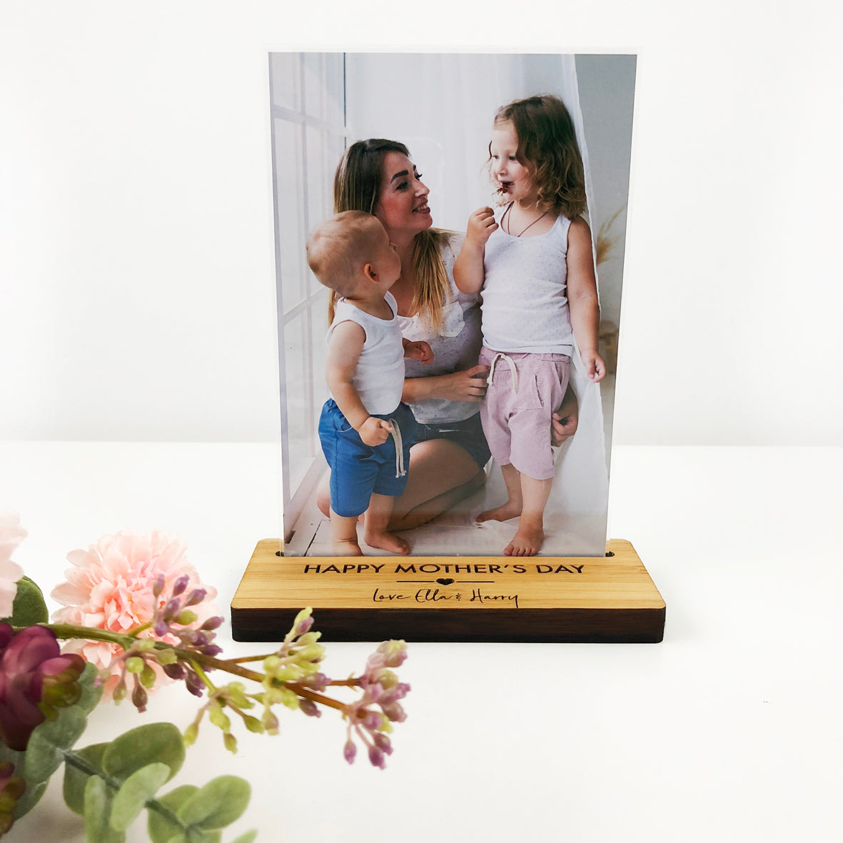 Personalised Heart Bamboo Photo Stand