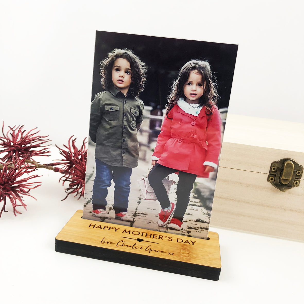 Personalised Heart Bamboo Photo Stand