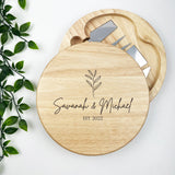 Olive Leaf Happy Couple Personalised Cheeseboard Set