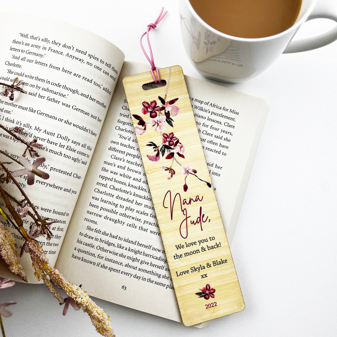 Orchid Printed Bamboo Bookmark