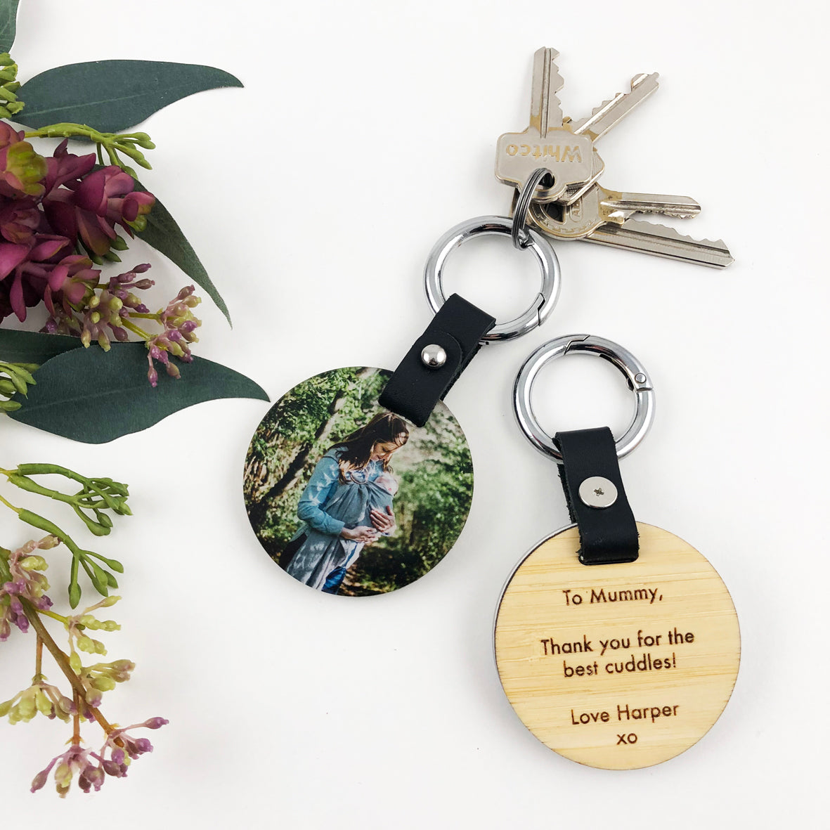 Double Sided Personalised Round Photo Keyring