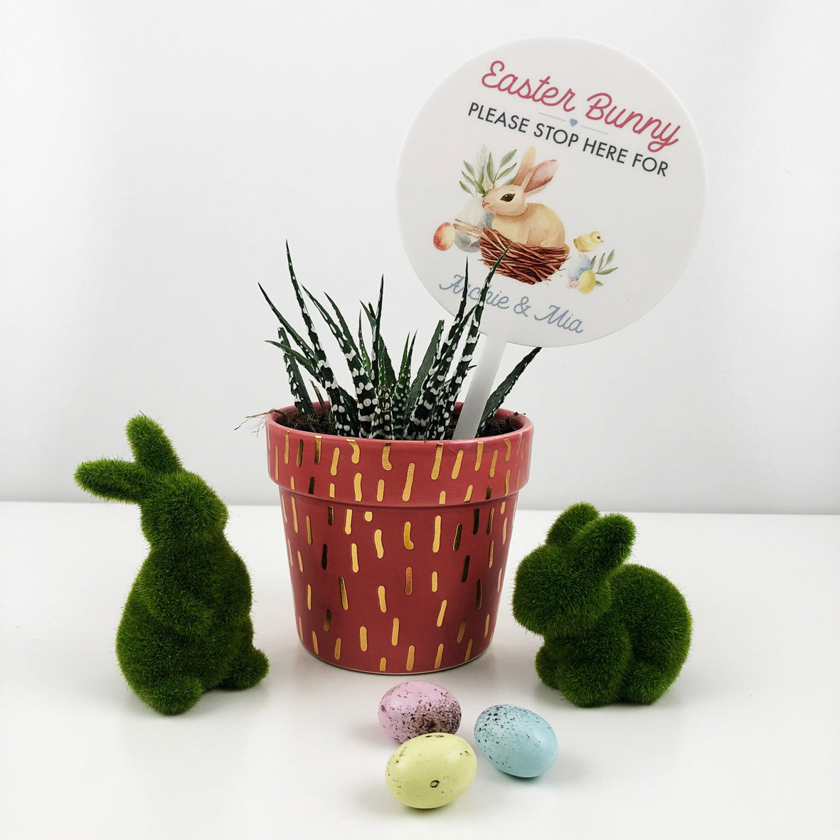 Easter Bunny Please Stop Here Planter Stem