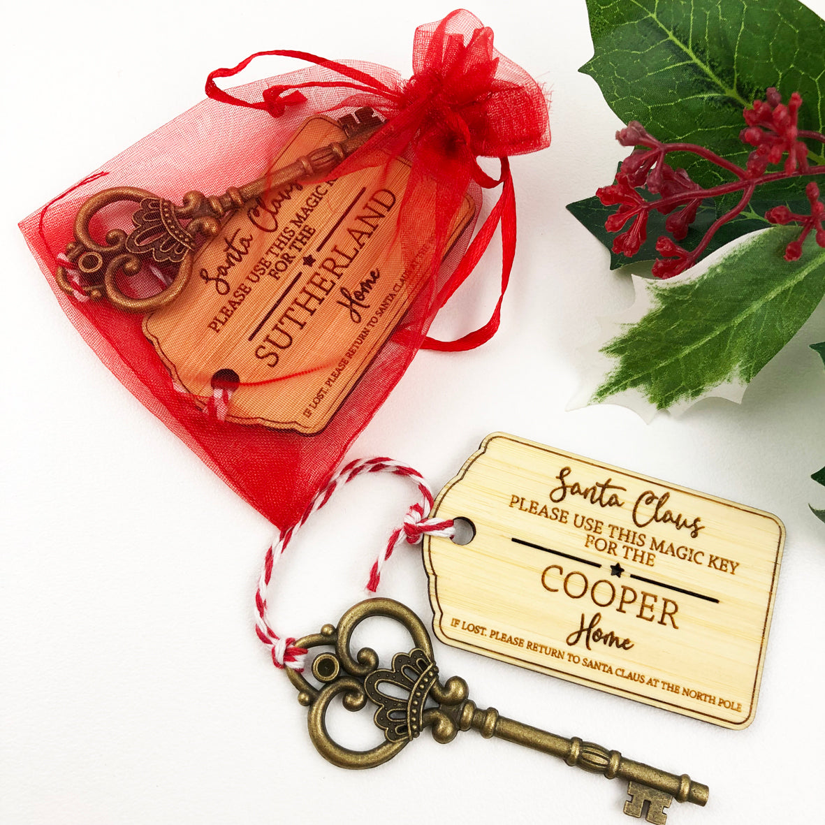 Bamboo Christmas Magic Key Ring and Key