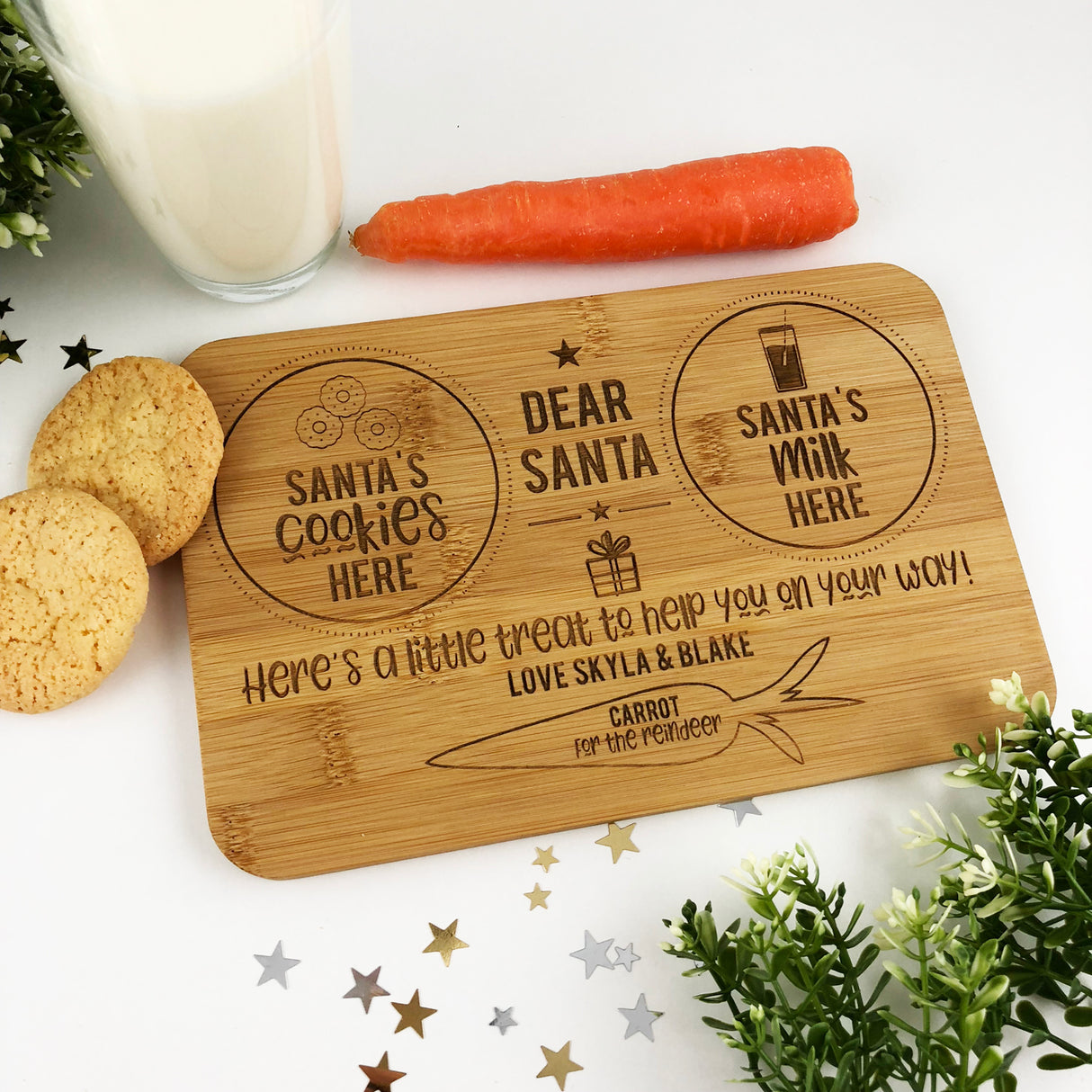 Personalised Santa Treats Bamboo Serving Board