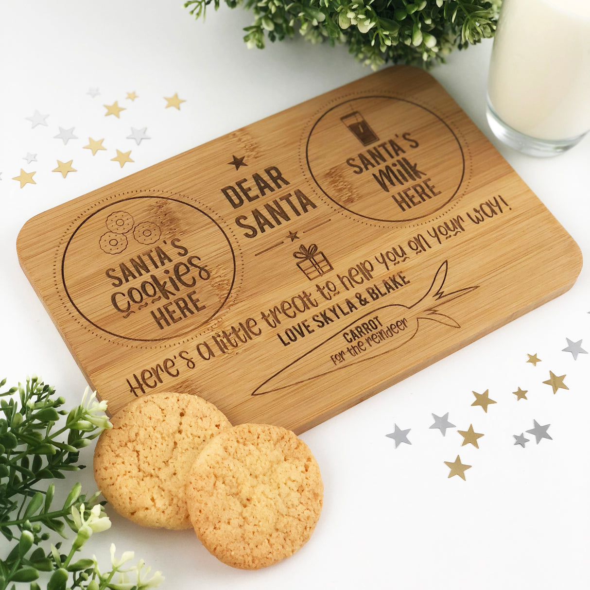 Personalised Santa Treats Bamboo Serving Board