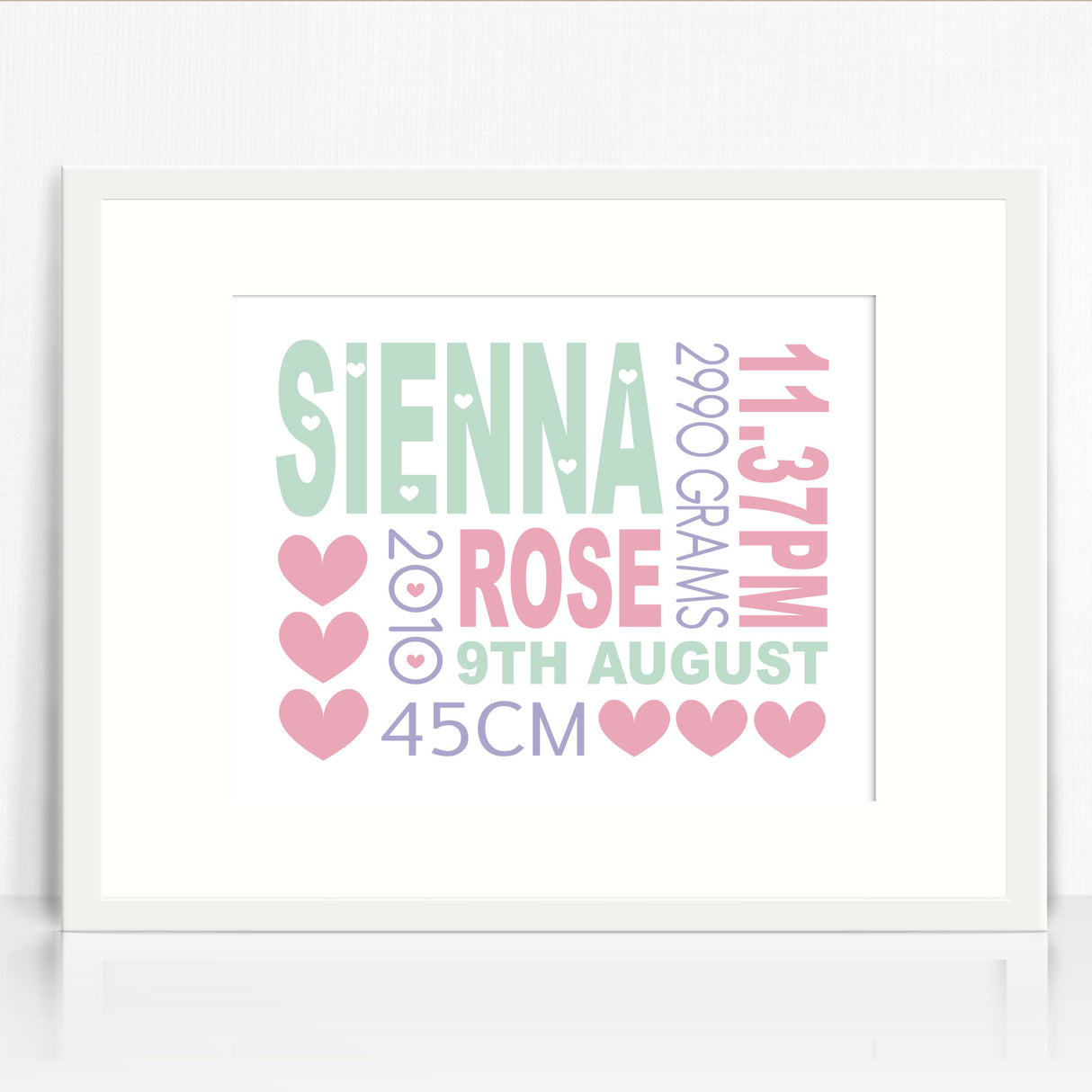 Sienna Text Birth Print