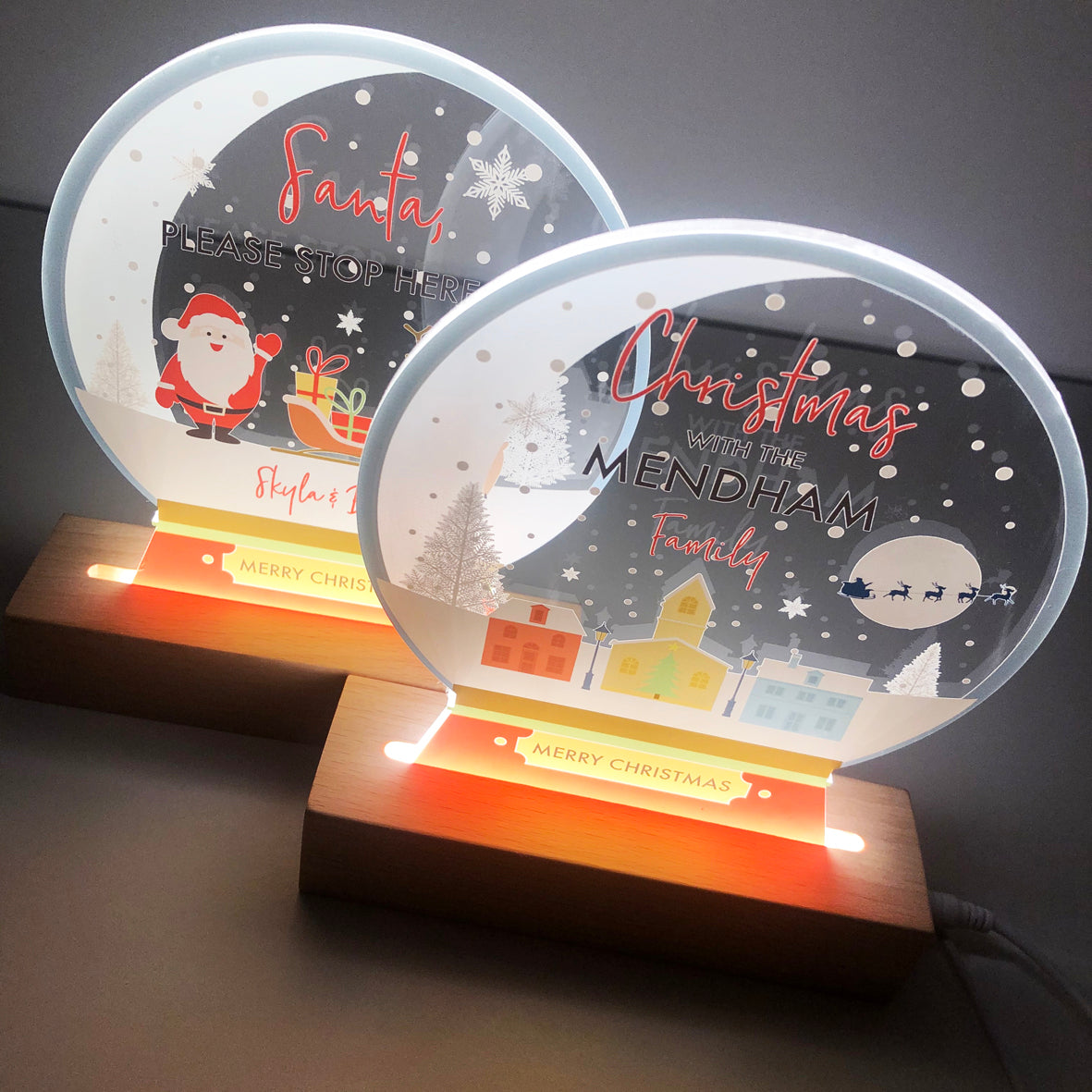 Family Christmas Snow Globe Night Light