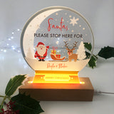 Santa Stop Here Snow Globe Christmas Night Light