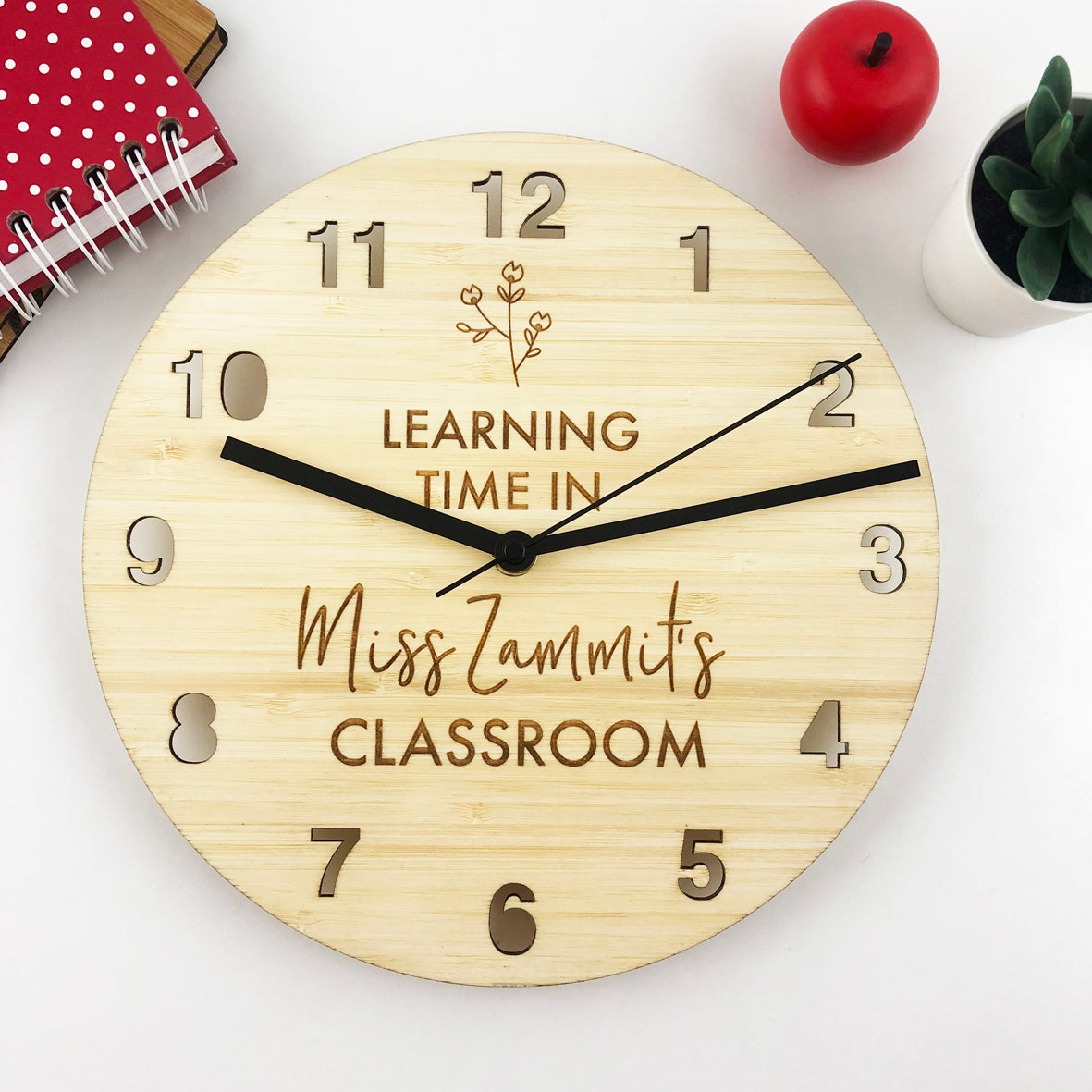 Teacher Flower Personalised Wall Clock