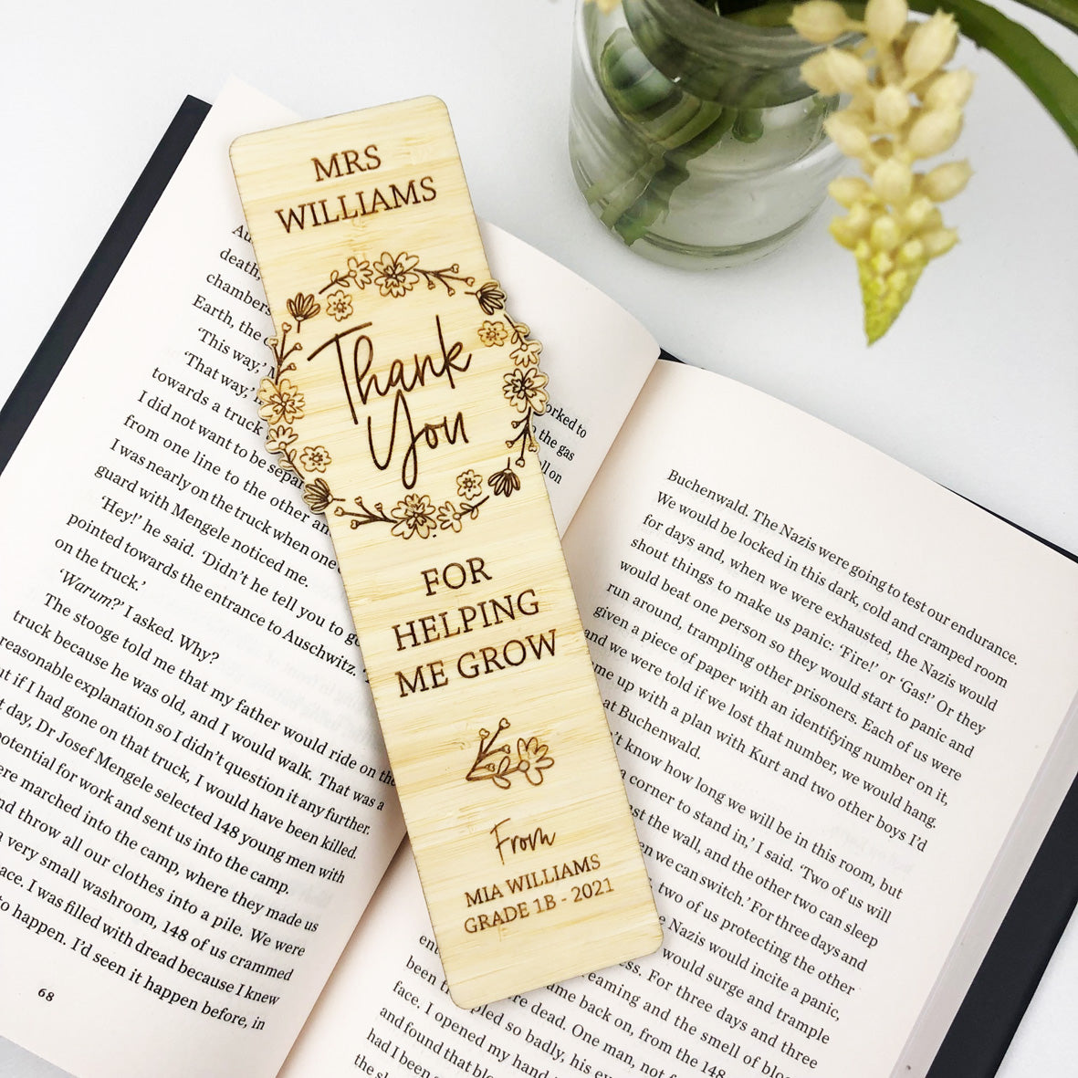 Floral Wreath Teacher Bookmark