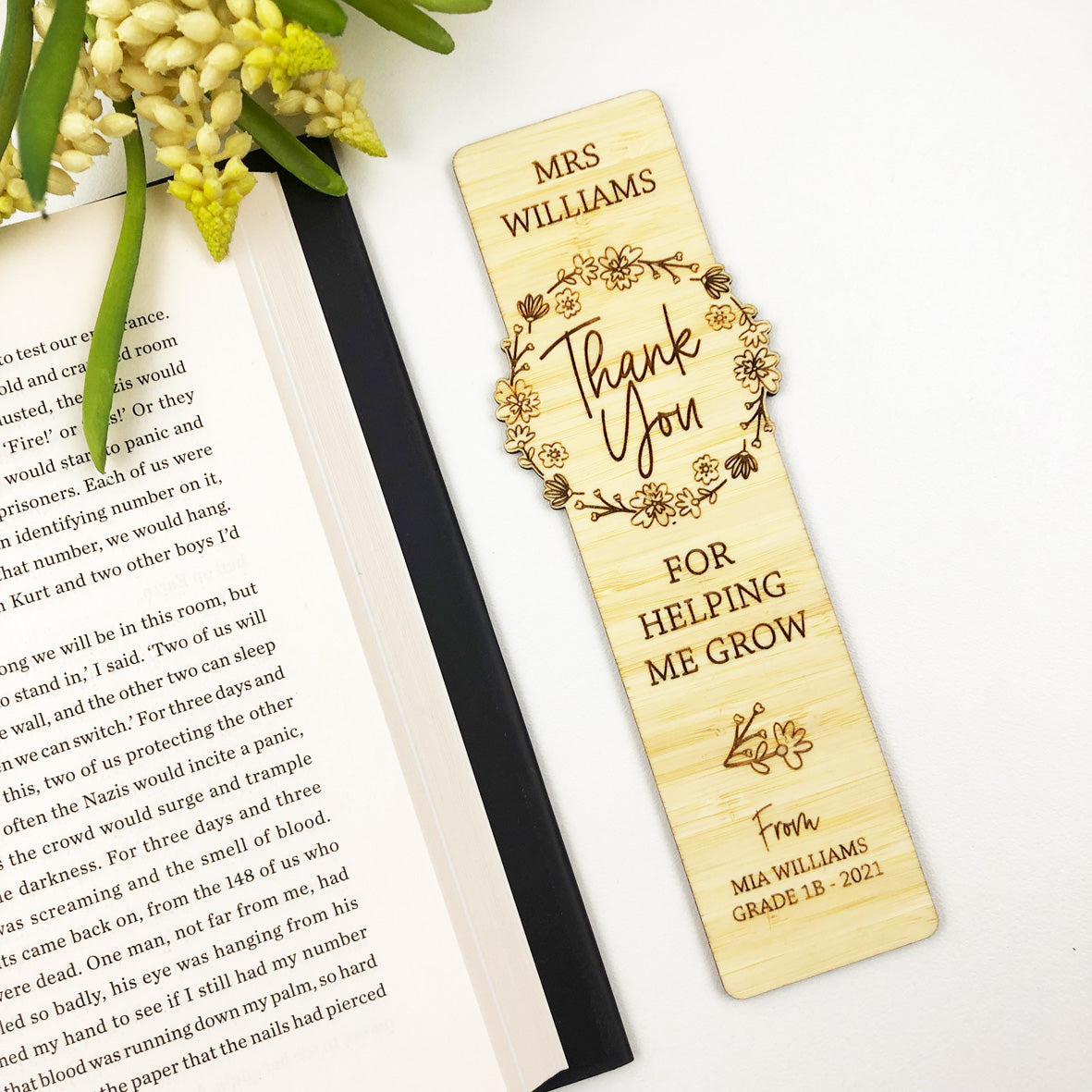 Floral Wreath Teacher Bookmark