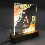 Watercolour Flowers Personalised Night Light