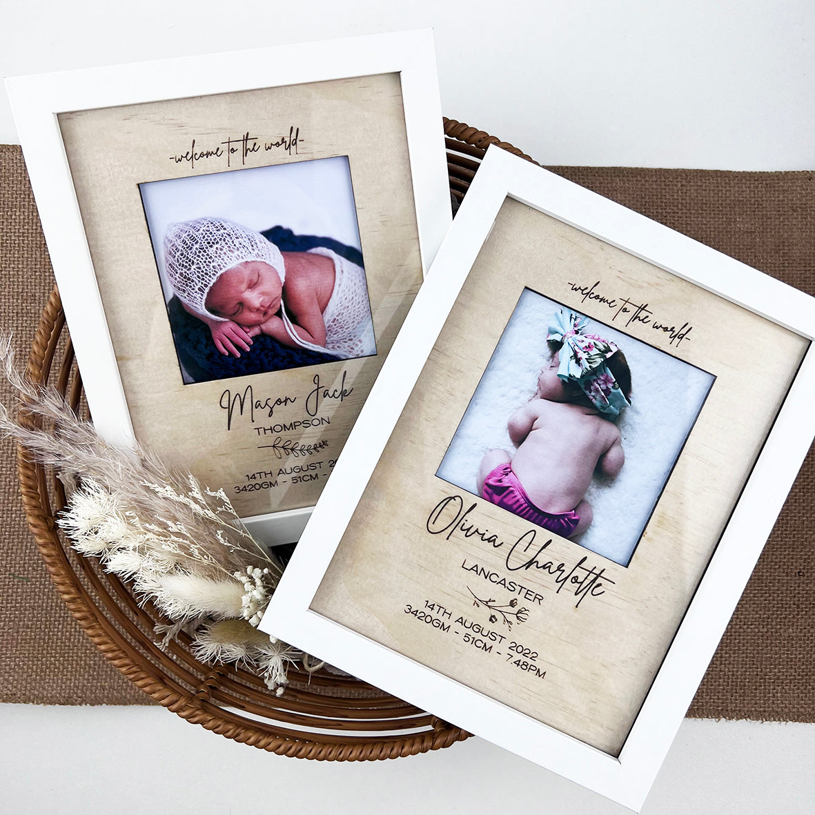 Personalised Leaves Birth Details Frame