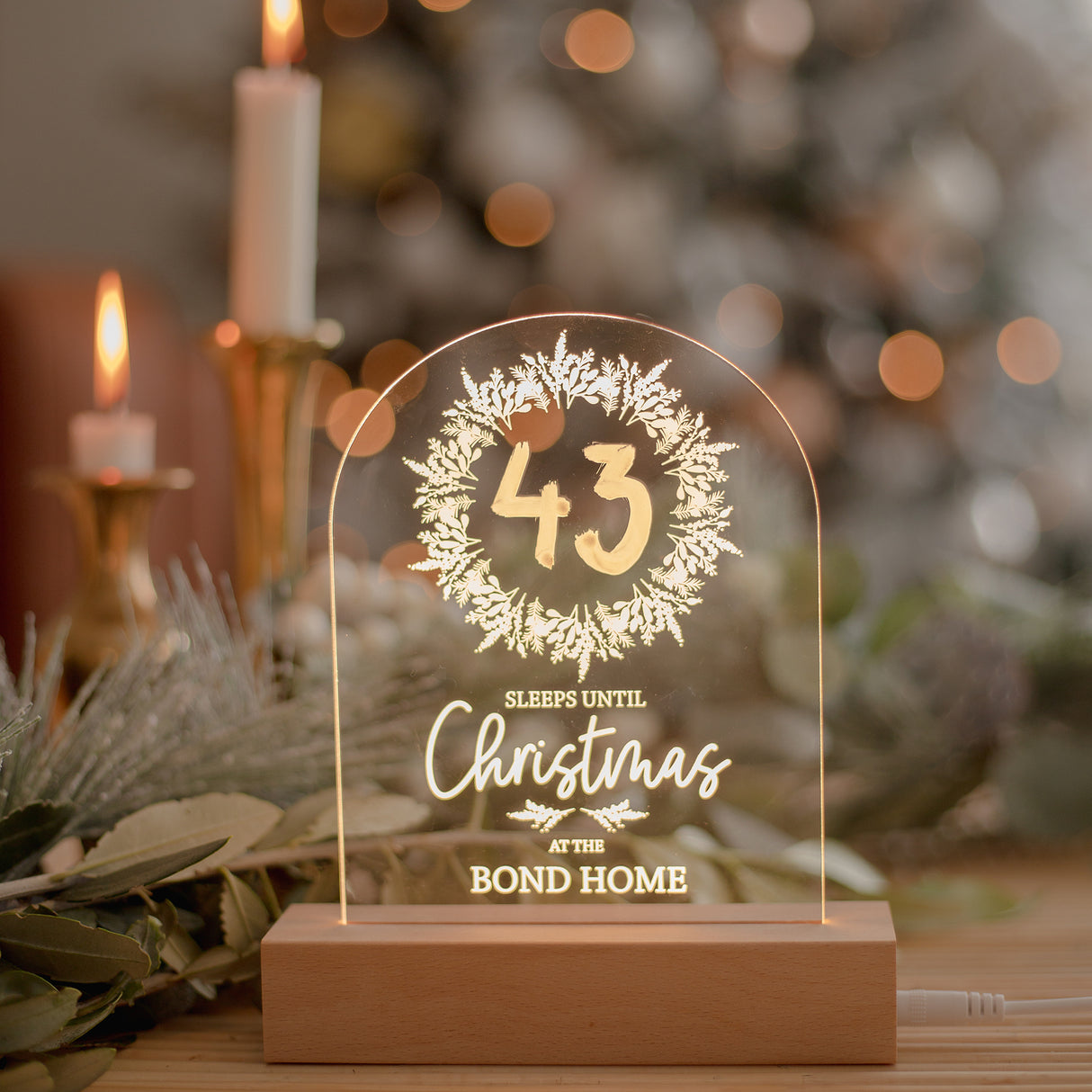 Christmas Wreath Countdown Night Light