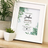 Black Acrylic Ferns 3D Personalised Birth Print